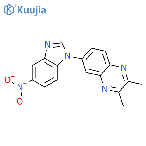 Quinoxaline, 2,3-dimethyl-6-(5-nitro-1H-benzimidazol-1-yl)- structure