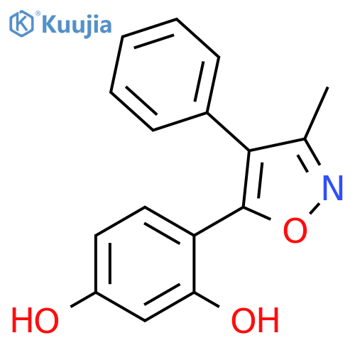 4-(3-methyl-4-phenyl-1,2-oxazol-5-yl)benzene-1,3-diol structure