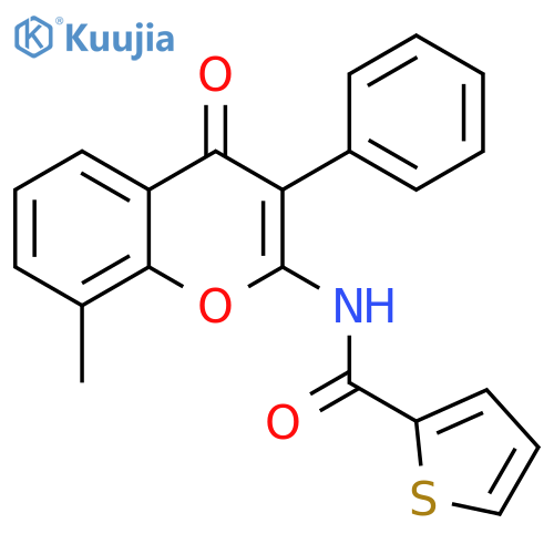 N-(8-methyl-4-oxo-3-phenyl-4H-chromen-2-yl)thiophene-2-carboxamide structure