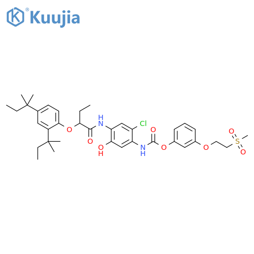 Carbamic acid,[4-[[2-[2,4-bis(1,1-dimethylpropyl)phenoxy]-1-oxobutyl]amino]-2-chloro-5-hydroxyphenyl]-, 3-[2-(methylsulfonyl)ethoxy]phenyl ester structure