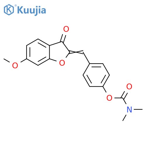 4-{(2Z)-6-methoxy-3-oxo-2,3-dihydro-1-benzofuran-2-ylidenemethyl}phenyl N,N-dimethylcarbamate structure