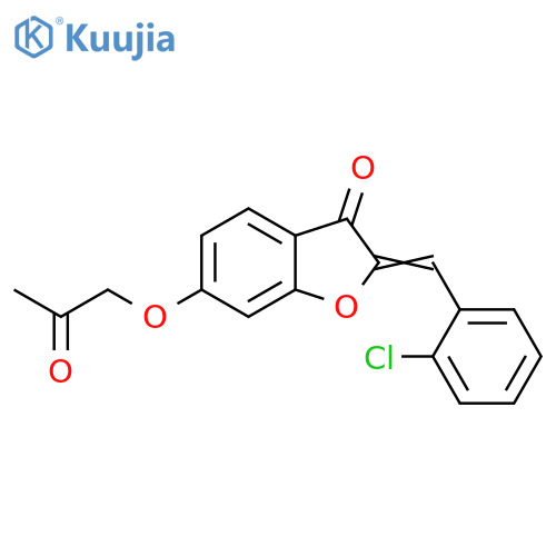 (2Z)-2-(2-chlorophenyl)methylidene-6-(2-oxopropoxy)-2,3-dihydro-1-benzofuran-3-one structure