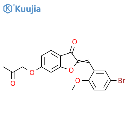 (2Z)-2-(5-bromo-2-methoxyphenyl)methylidene-6-(2-oxopropoxy)-2,3-dihydro-1-benzofuran-3-one structure