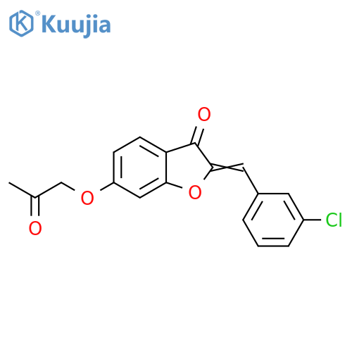 (2Z)-2-(3-chlorophenyl)methylidene-6-(2-oxopropoxy)-2,3-dihydro-1-benzofuran-3-one structure