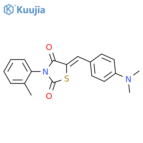 (5Z)-5-{4-(dimethylamino)phenylmethylidene}-3-(2-methylphenyl)-1,3-thiazolidine-2,4-dione structure