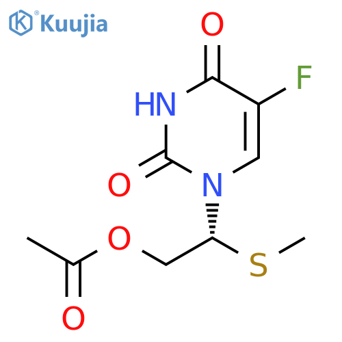 2,4(1H,3H)-Pyrimidinedione,1-[2-(acetyloxy)-1-(methylthio)ethyl]-5-fluoro-, (R)- structure