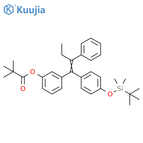 Propanoic acid, 2,2-dimethyl-, 3-[1-[4-[[(1,1-dimethylethyl)dimethylsilyl]oxy]phenyl]-2-phenyl-1-buten-1-yl]phenyl ester structure
