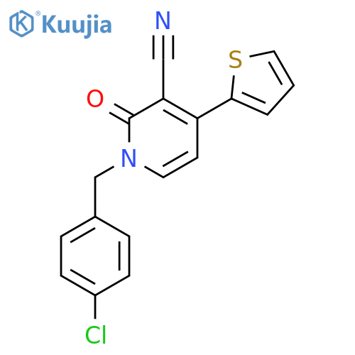 3-Pyridinecarbonitrile,1-[(4-chlorophenyl)methyl]-1,2-dihydro-2-oxo-4-(2-thienyl)- structure