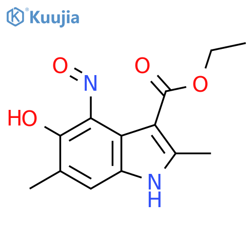 1H-Indole-3-carboxylic acid, 5-hydroxy-2,6-dimethyl-4-nitroso-, ethylester structure