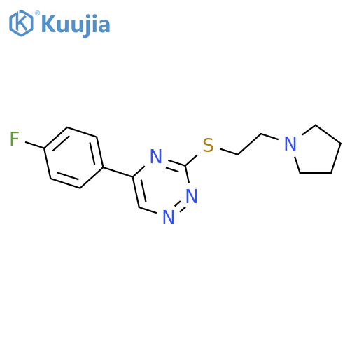 1,2,4-Triazine, 5-(4-fluorophenyl)-3-[[2-(1-pyrrolidinyl)ethyl]thio]- structure