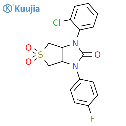 1-(2-chlorophenyl)-3-(4-fluorophenyl)-hexahydro-1H-5lambda6-thieno3,4-dimidazole-2,5,5-trione structure