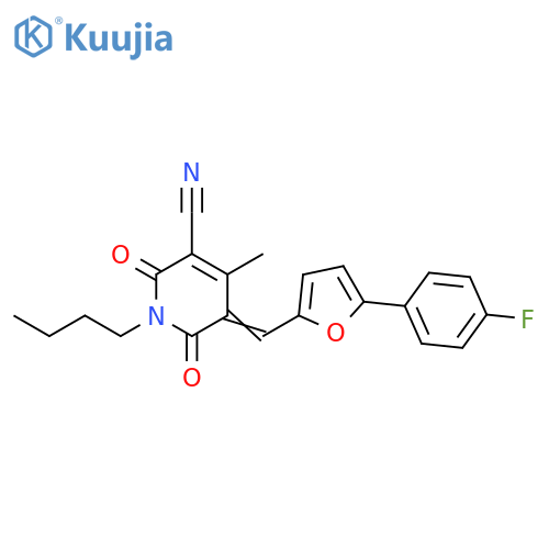 (5Z)-1-butyl-5-[[5-(4-fluorophenyl)furan-2-yl]methylidene]-4-methyl-2,6-dioxopyridine-3-carbonitrile structure