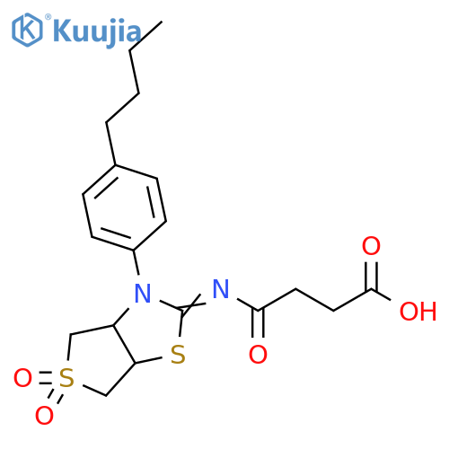 3-{(2E)-3-(4-butylphenyl)-5,5-dioxo-hexahydro-5lambda6-thieno3,4-d1,3thiazol-2-ylidenecarbamoyl}propanoic acid structure