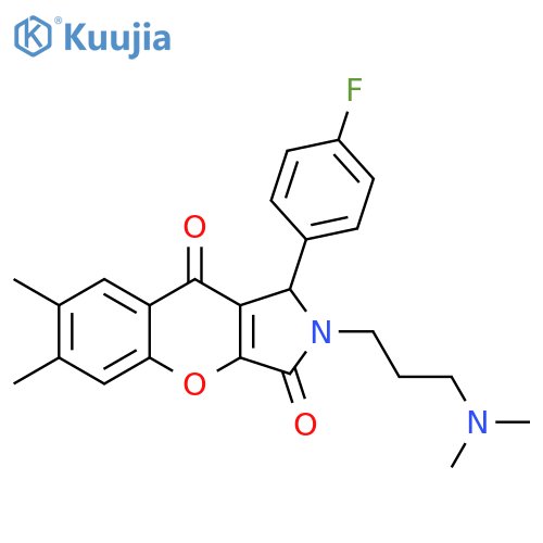 2-3-(dimethylamino)propyl-1-(4-fluorophenyl)-6,7-dimethyl-1H,2H,3H,9H-chromeno2,3-cpyrrole-3,9-dione structure