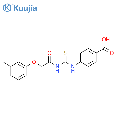 Benzoic acid, 4-[[[[(3-methylphenoxy)acetyl]amino]thioxomethyl]amino]- structure