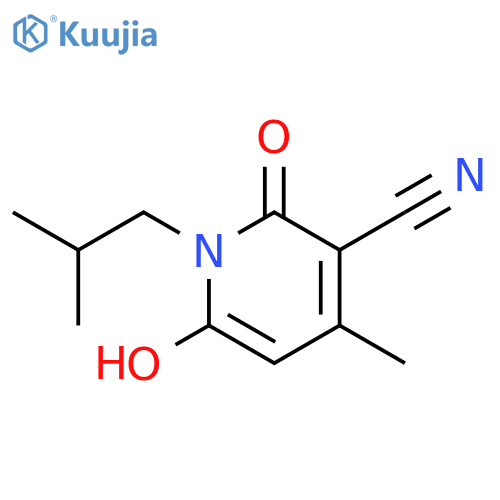6-hydroxy-4-methyl-1-(2-methylpropyl)-2-oxo-1,2-dihydropyridine-3-carbonitrile structure