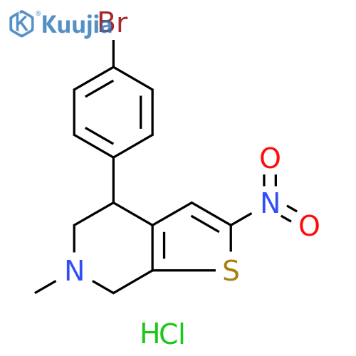 Thieno[2,3-c]pyridine, 4-(4-bromophenyl)-4,5,6,7-tetrahydro-6-methyl-2-nitro-, hydrochloride (1:1) structure