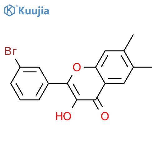4H-1-BENZOPYRAN-4-ONE, 2-(3-BROMOPHENYL)-3-HYDROXY-6,7-DIMETHYL- structure