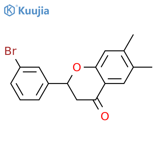 4H-1-BENZOPYRAN-4-ONE, 2-(3-BROMOPHENYL)-2,3-DIHYDRO-6,7-DIMETHYL- structure