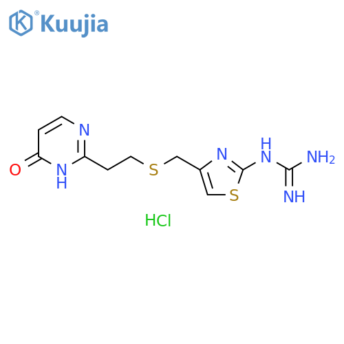 Guanidine,[4-[[[2-(1,4-dihydro-4-oxo-2-pyrimidinyl)ethyl]thio]methyl]-2-thiazolyl]-,dihydrochloride structure