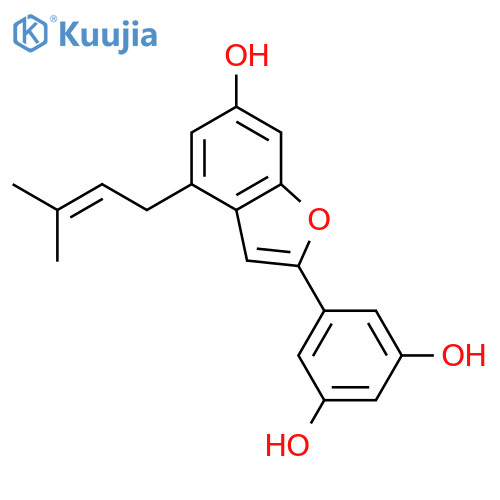 1,3-BENZENEDIOL, 5-[6-HYDROXY-4-(3-METHYL-2-BUTENYL)-2-BENZOFURANYL]- structure