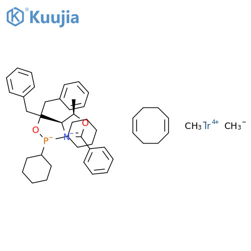 ((4R,5R)-(+)-O-[1-Benzyl-1-(5-methyl-2-phenyl-4,5-dihydrooxazol-4-yl)-2-phenylethyl](dicyclohexylphosphinite)(1,5-COD)iridium(I)tetrakis(3,5-bis(trifluoromethyl)phenylborate,min.97% structure