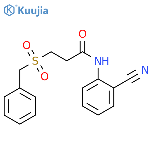 N-(2-cyanophenyl)-3-phenylmethanesulfonylpropanamide structure