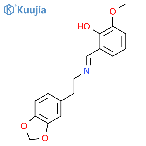PHENOL, 2-[[[2-(1,3-BENZODIOXOL-5-YL)ETHYL]IMINO]METHYL]-6-METHOXY- structure
