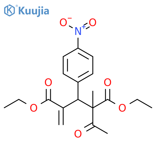 Pentanedioic acid, 2-acetyl-2-methyl-4-methylene-3-(4-nitrophenyl)-, 1,5-diethyl ester structure