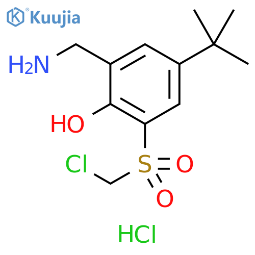 Phenol, 2-(aminomethyl)-6-[(chloromethyl)sulfonyl]-4-(1,1-dimethylethyl)-, hydrochloride (1:1) structure