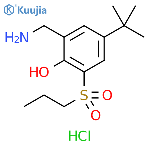 Phenol, 2-(aminomethyl)-4-(1,1-dimethylethyl)-6-(propylsulfonyl)-, hydrochloride (1:1) structure