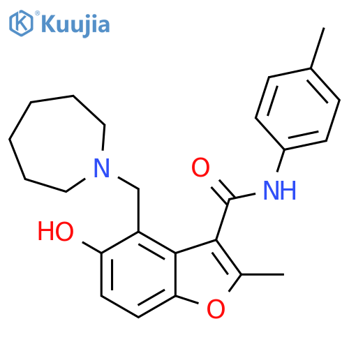 4-(azepan-1-yl)methyl-5-hydroxy-2-methyl-N-(4-methylphenyl)-1-benzofuran-3-carboxamide structure