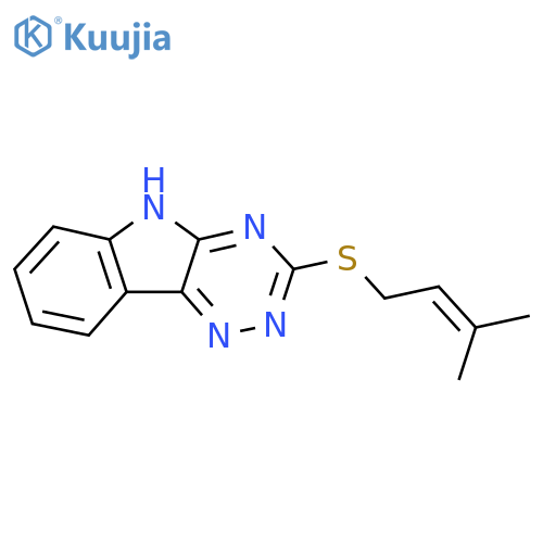 3-(3-methylbut-2-en-1-yl)sulfanyl-5H-1,2,4triazino5,6-bindole structure