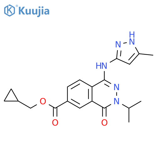 6-Phthalazinecarboxylic acid,3,4-dihydro-3-(1-methylethyl)-1-[(5-methyl-1H-pyrazol-3-yl)amino]-4-oxo-, cyclopropylmethyl ester structure