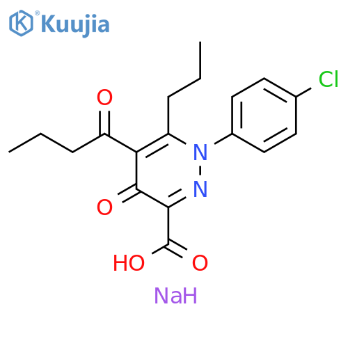 3-Pyridazinecarboxylic acid,1-(4-chlorophenyl)-1,4-dihydro-4-oxo-5-(1-oxobutyl)-6-propyl-, sodiumsalt structure