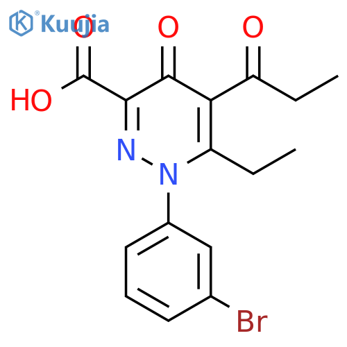 3-Pyridazinecarboxylic acid,1-(3-bromophenyl)-6-ethyl-1,4-dihydro-4-oxo-5-(1-oxopropyl)- structure