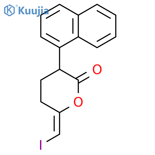 2H-Pyran-2-one, tetrahydro-6-(iodomethylene)-3-(1-naphthalenyl)-, (E)- structure