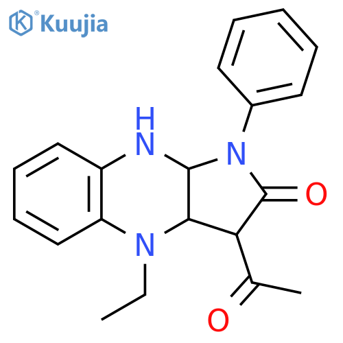 2H-Pyrrolo[2,3-b]quinoxalin-2-one,3-acetyl-4-ethyl-1,3,3a,4,9,9a-hexahydro-1-phenyl- structure