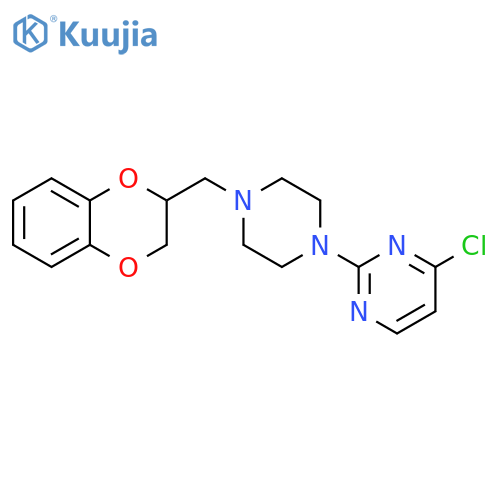 Pyrimidine, 4-chloro-2-[4-[(2,3-dihydro-1,4-benzodioxin-2-yl)methyl]-1-piperazinyl]- structure