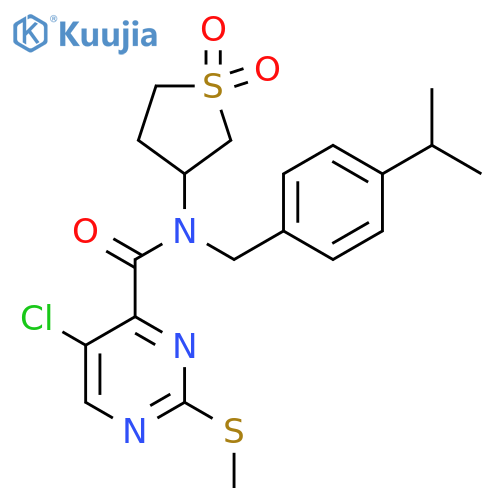 5-chloro-N-(1,1-dioxidotetrahydrothiophen-3-yl)-2-(methylsulfanyl)-N-[4-(propan-2-yl)benzyl]pyrimidine-4-carboxamide structure