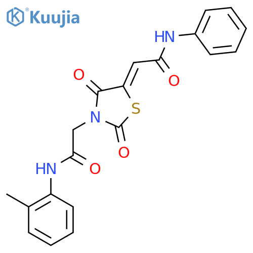 2-(5Z)-2,4-dioxo-5-(phenylcarbamoyl)methylidene-1,3-thiazolidin-3-yl-N-(2-methylphenyl)acetamide structure