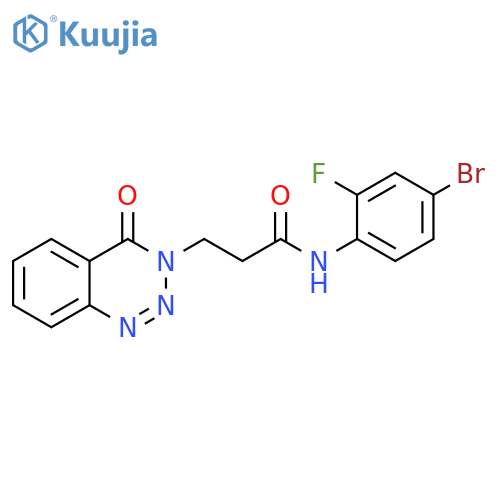 N-(4-bromo-2-fluorophenyl)-3-(4-oxo-3,4-dihydro-1,2,3-benzotriazin-3-yl)propanamide structure