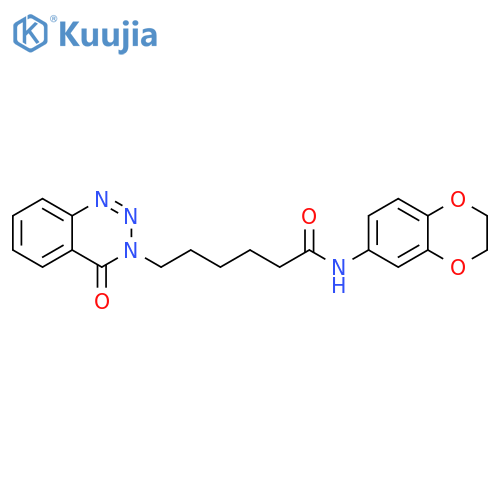 N-(2,3-dihydro-1,4-benzodioxin-6-yl)-6-(4-oxo-3,4-dihydro-1,2,3-benzotriazin-3-yl)hexanamide structure