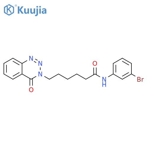 N-(3-bromophenyl)-6-(4-oxo-3,4-dihydro-1,2,3-benzotriazin-3-yl)hexanamide structure