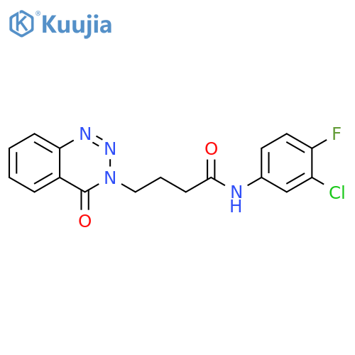 N-(3-chloro-4-fluorophenyl)-4-(4-oxo-3,4-dihydro-1,2,3-benzotriazin-3-yl)butanamide structure