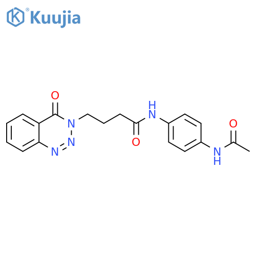 N-(4-acetamidophenyl)-4-(4-oxo-3,4-dihydro-1,2,3-benzotriazin-3-yl)butanamide structure