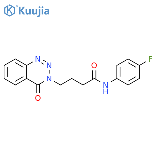 N-(4-fluorophenyl)-4-(4-oxo-3,4-dihydro-1,2,3-benzotriazin-3-yl)butanamide structure