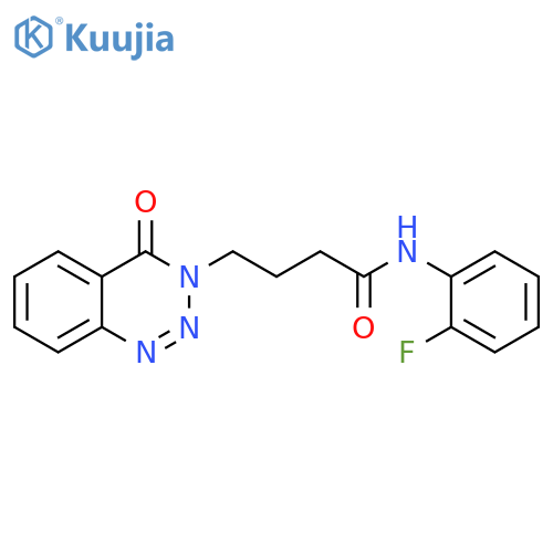 N-(2-fluorophenyl)-4-(4-oxo-3,4-dihydro-1,2,3-benzotriazin-3-yl)butanamide structure