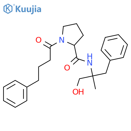 2-Pyrrolidinecarboxamide,N-[1-(hydroxymethyl)-1-methyl-2-phenylethyl]-1-(1-oxo-4-phenylbutyl)- structure