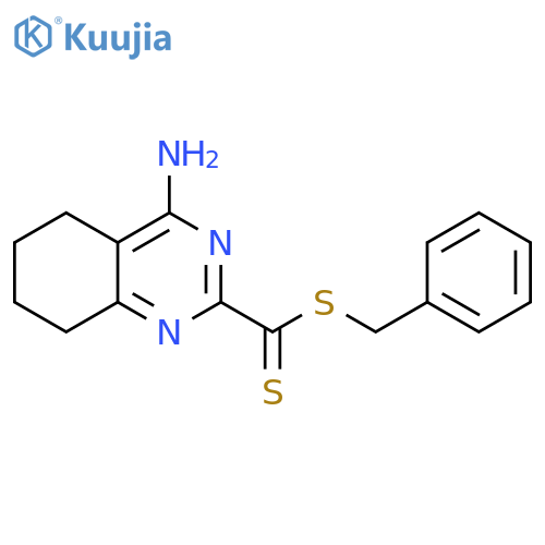 2-Quinazolinecarbodithioic acid, 4-amino-5,6,7,8-tetrahydro-, phenylmethyl ester structure